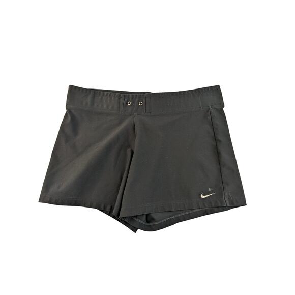 Womens Nike Drifit Running Athletic Shorts SZ M 8-10 Black Embroidered - Picture 1 of 11